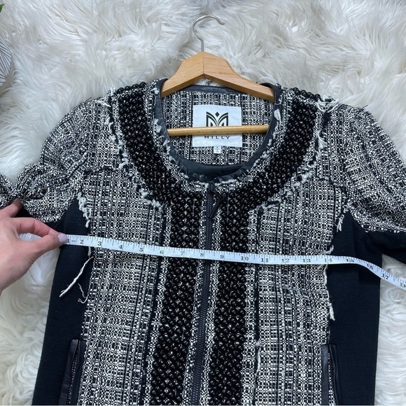 Milly Studded Leather-Trim‎ Tweed Jacket - Picture 5 of 10